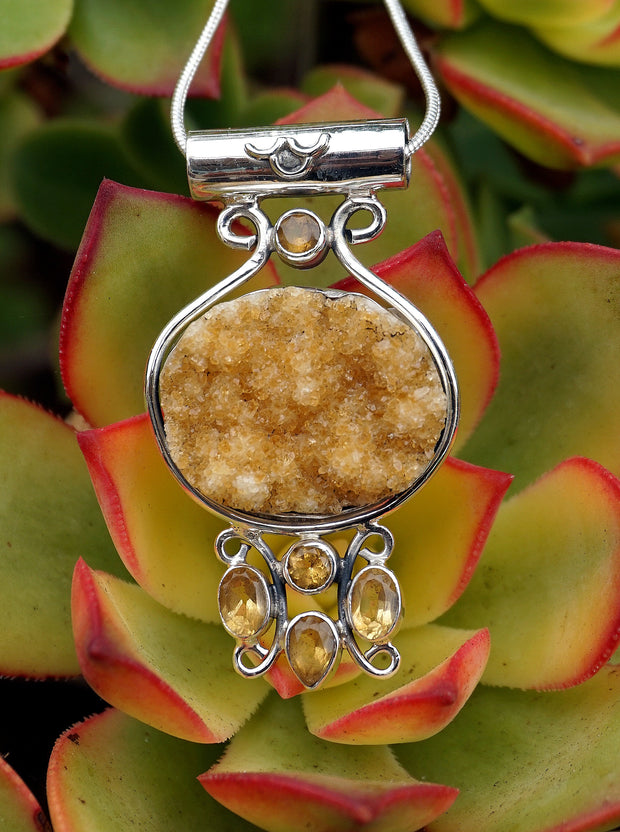 Free-form Organic Citrine Druzy Pendant 7