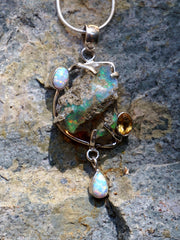 Free-form Ethiopian Opal and Citrine Pendant 1