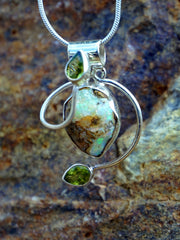 Free-form Ethiopian Opal Pendant 2 with Peridot