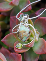 Free-form Ethiopian Opal Pendant 2 with Peridot