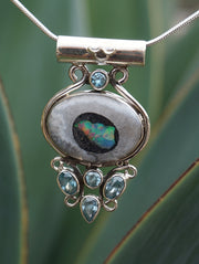 Ethiopian Opal and Blue Topaz Pendant 1