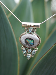 Ethiopian Opal and Blue Topaz Pendant 1