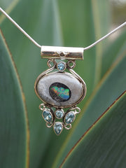 Ethiopian Opal and Blue Topaz Pendant 1