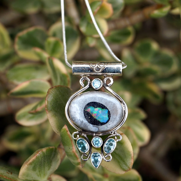 Ethiopian Opal and Blue Topaz Pendant 1