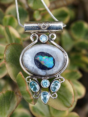 Ethiopian Opal and Blue Topaz Pendant 1