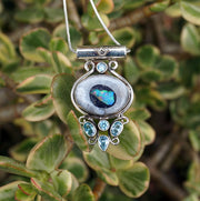 Ethiopian Opal and Blue Topaz Pendant 1