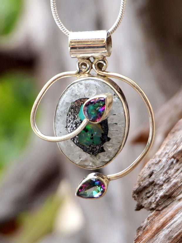 Ethiopian Opal and Mystic Rainbow Topaz Pendant 1