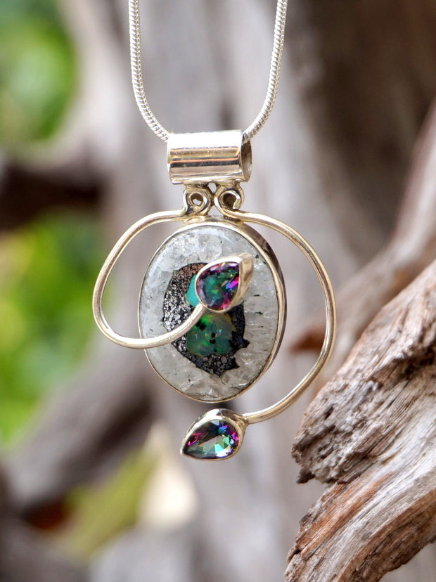 Ethiopian Opal and Mystic Rainbow Topaz Pendant 1