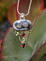 Ethiopian Opal and Garnet Pendant 3 with Peridot