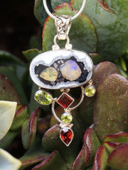 Ethiopian Opal and Garnet Pendant 3 with Peridot