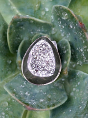 Artisan Ring with Titanium Quartz Druzy Crystal