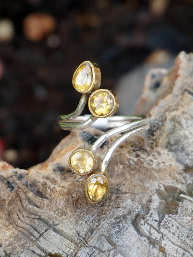 Citrine Ring with 4 Faceted Stones