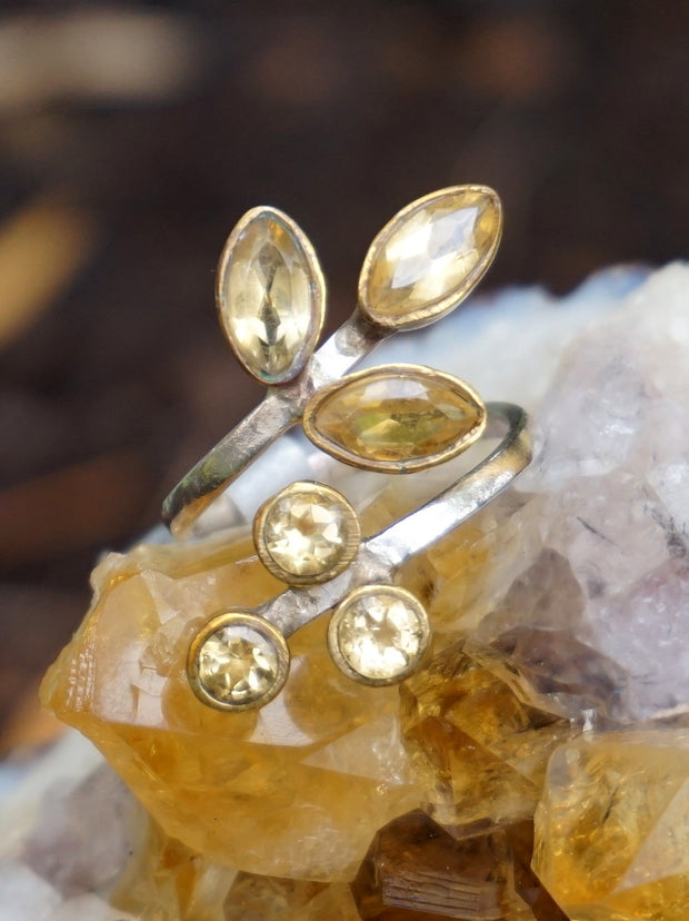 Citrine Ring with 6 Faceted Stones