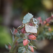 Garden Beauty Ring 4 with Aquamarine, Moonstone & Blue Topaz