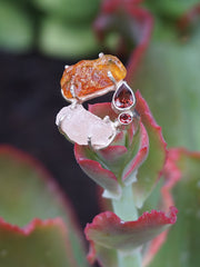 Garden Beauty Ring 3 with Amber and Rose Quartz