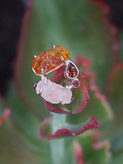 Garden Beauty Ring 3 with Amber and Rose Quartz