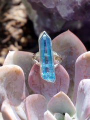 Aqua Aura Quartz Crystal Ring 1