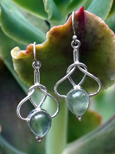 Prehnite Earring Set 2 with Love Knot