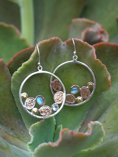 Copper and Labradorite Hoop Earring Set 1