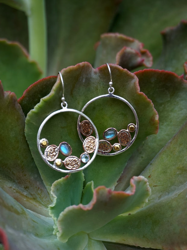 Copper and Labradorite Hoop Earring Set 1