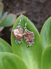 Native Copper Nugget Earring Set 2 with Peridot