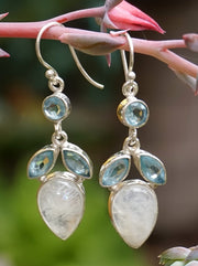 Moonstone Earring Set 6 with Blue Topaz