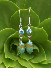 Tibetan Turquoise Earring Set 3 with Blue Topaz