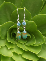 Tibetan Turquoise Earring Set 3 with Blue Topaz