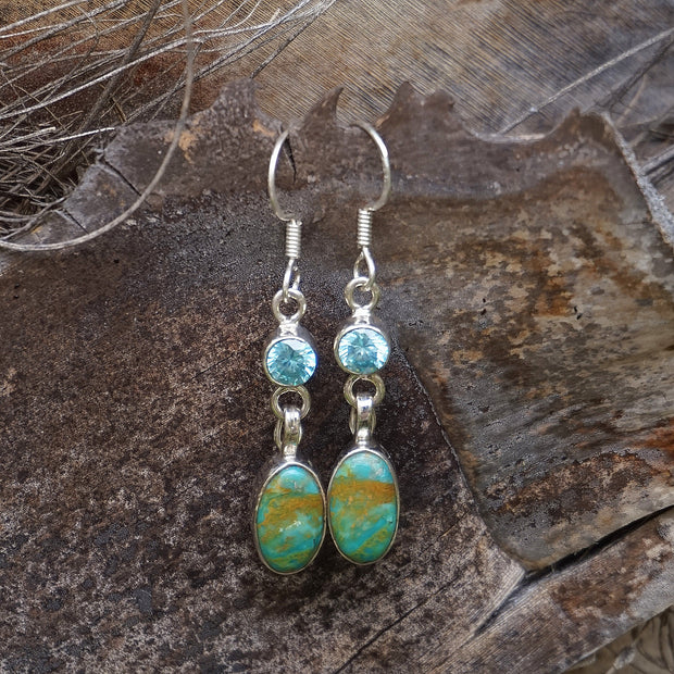 Tibetan Turquoise Earring Set 3 with Blue Topaz