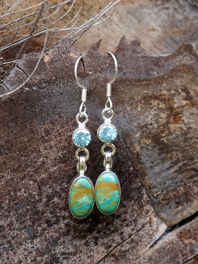 Tibetan Turquoise Earring Set 3 with Blue Topaz