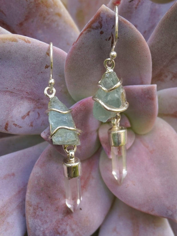 Aquamarine Rough Earring Set 1