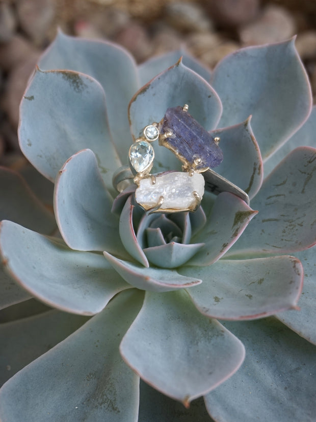 Garden Beauty Ring 1 with Tanzanite and Moonstone