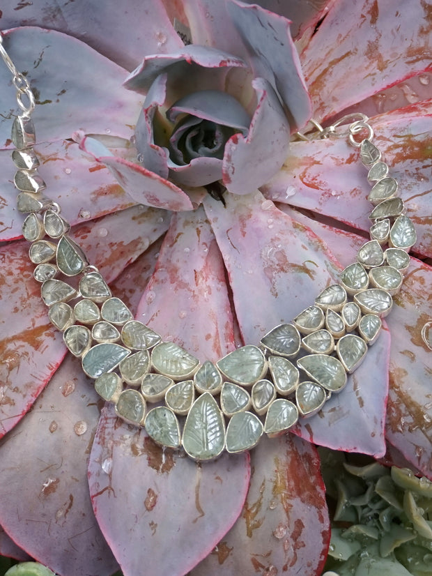 Hand Carved Aquamarine Gemstones Necklace