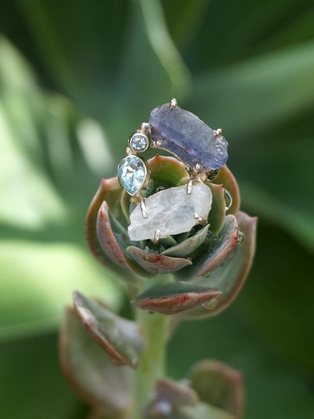 Garden Beauty Ring 12 with Meteorite, Herkimer Quartz Crystal & Smoky –  Andrea Jaye Collection
