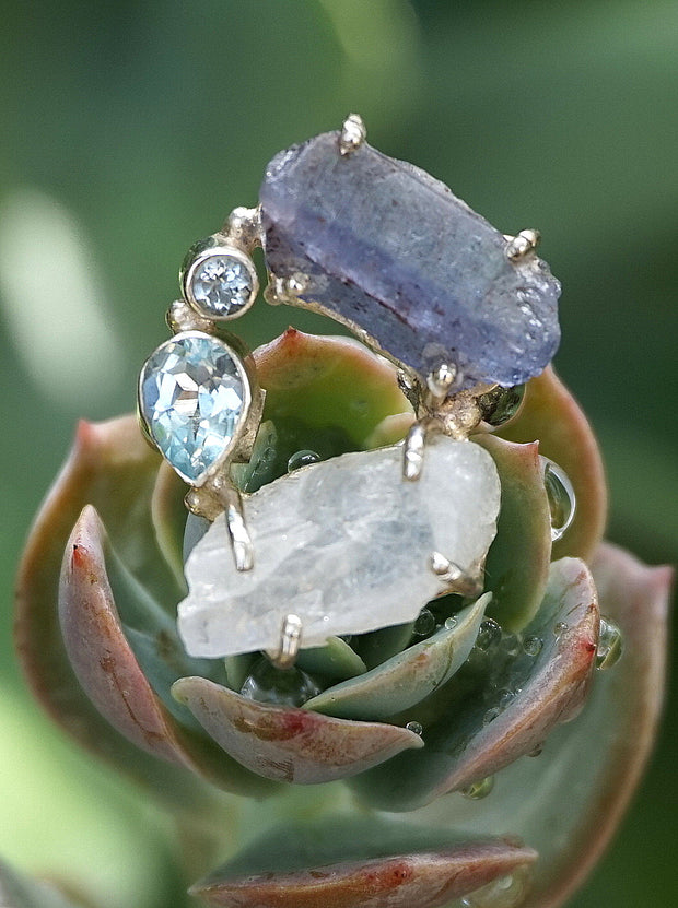 Garden Beauty Ring 12 with Meteorite, Herkimer Quartz Crystal & Smoky –  Andrea Jaye Collection