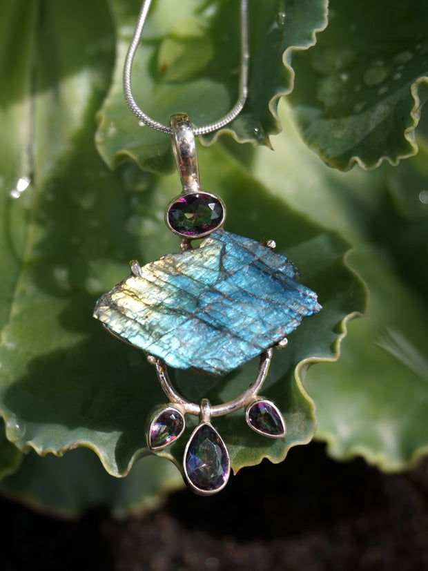 Free-form Rough Labradorite Pendant 1