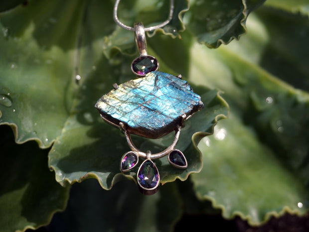 Free-form Rough Labradorite Pendant 1