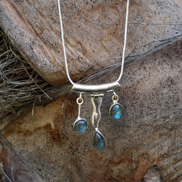 Labradorite and Sterling Wave Pendant