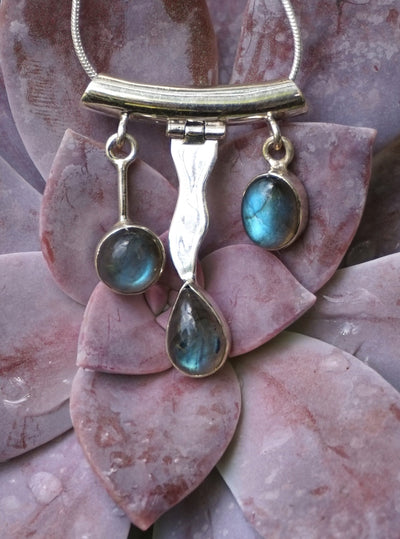 Labradorite and Sterling Wave Pendant