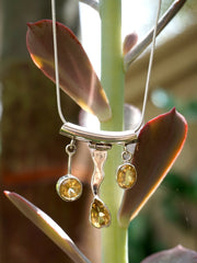 Honey Citrine Quartz and Sterling Wave Pendant