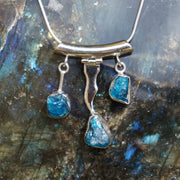 Apatite Gemstones and Sterling Wave Pendant