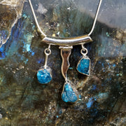 Apatite Gemstones and Sterling Wave Pendant