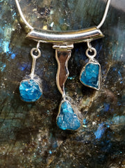 Apatite Gemstones and Sterling Wave Pendant