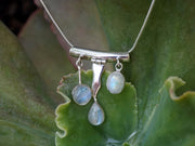 Rainbow Moonstone and Sterling Wave Pendant