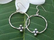 Pearl Cluster Silver Hoop Earring Set