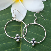 Pearl Cluster Silver Hoop Earring Set