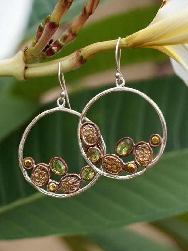 Copper and Peridot Hoop Earring Set 1