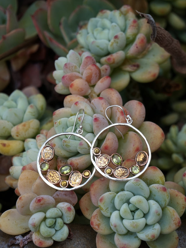 Copper and Peridot Hoop Earring Set 1