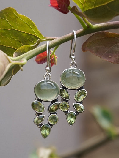 Prehnite Earring Set 1 with Peridot