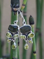 Moldavite Earring Set 2 with Peridot